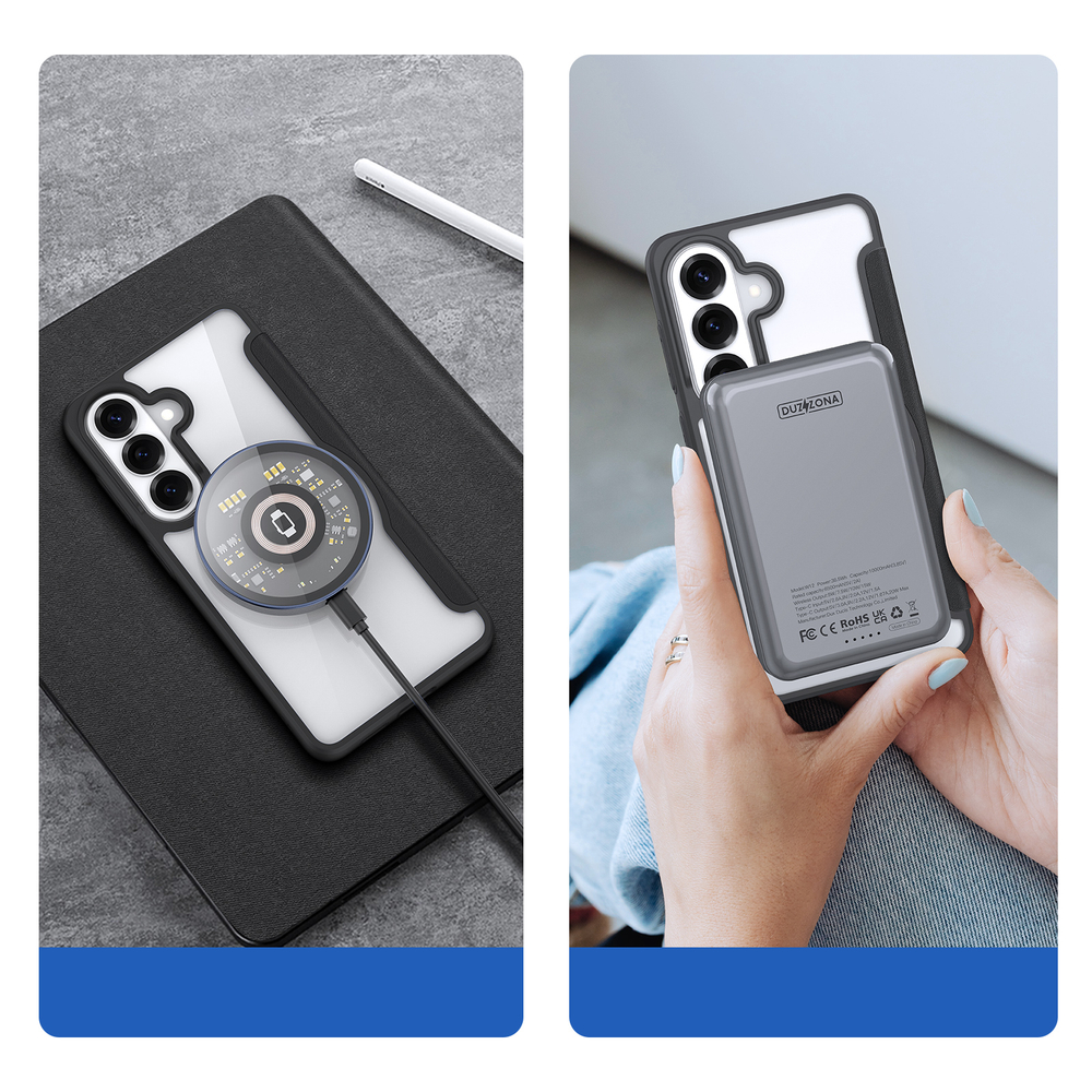 Чехол книжка черного цвета с MagSafe для Samsung Galaxy S26+ Плюс, серия Skin X Pro Series от Dux Ducis