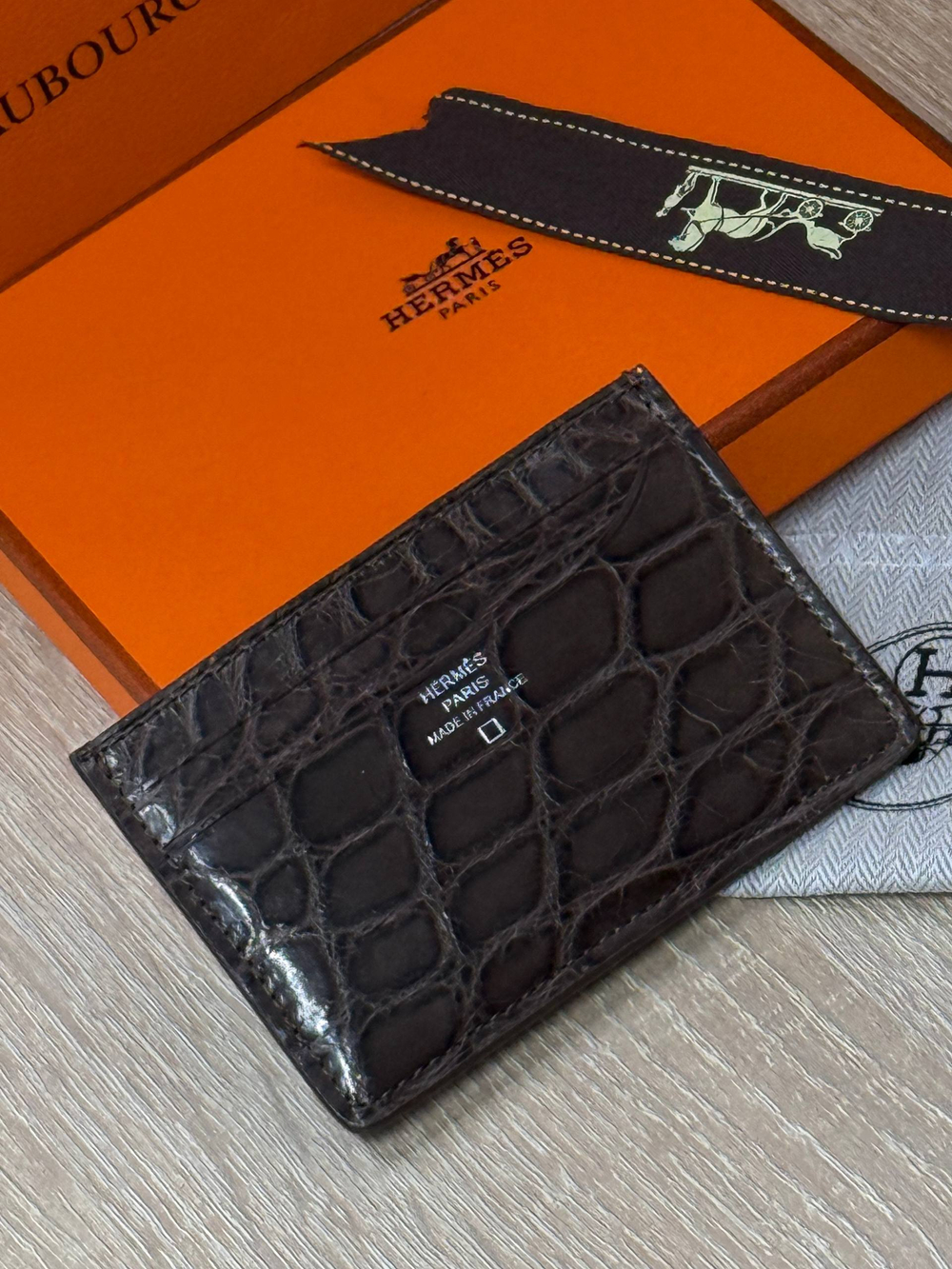 Картхолдер Hermes из кожи крокодила