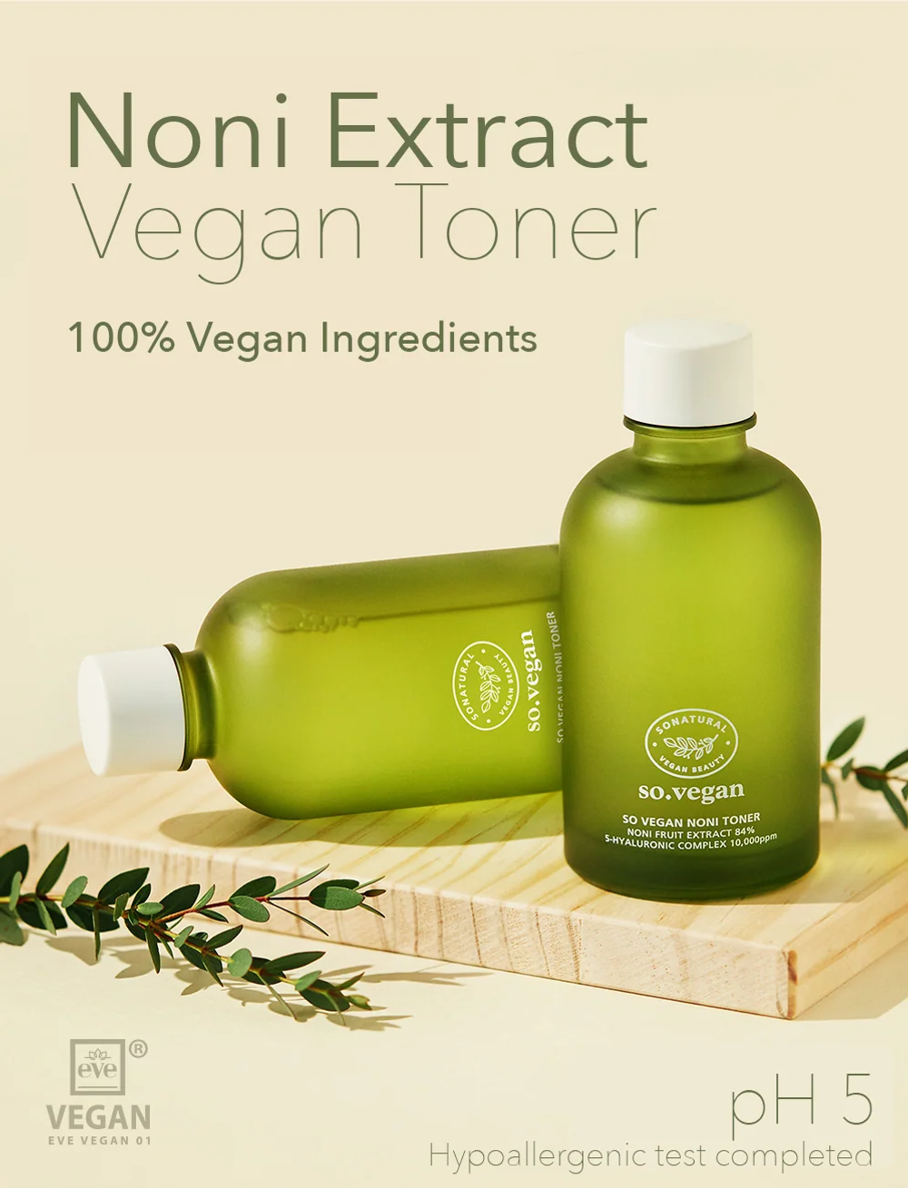 SO NATURAL Антиоксидантный тонер с  84,9% нони So Vegan Noni Toner 150 мл.