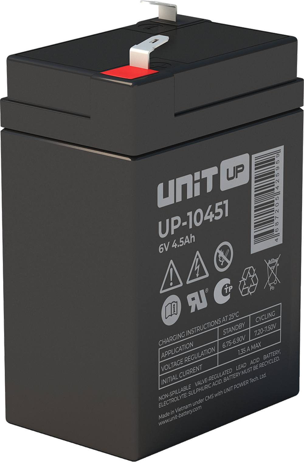 Аккумулятор UNIT UP-10451 - AGM ( 6В / 4,5Ач )