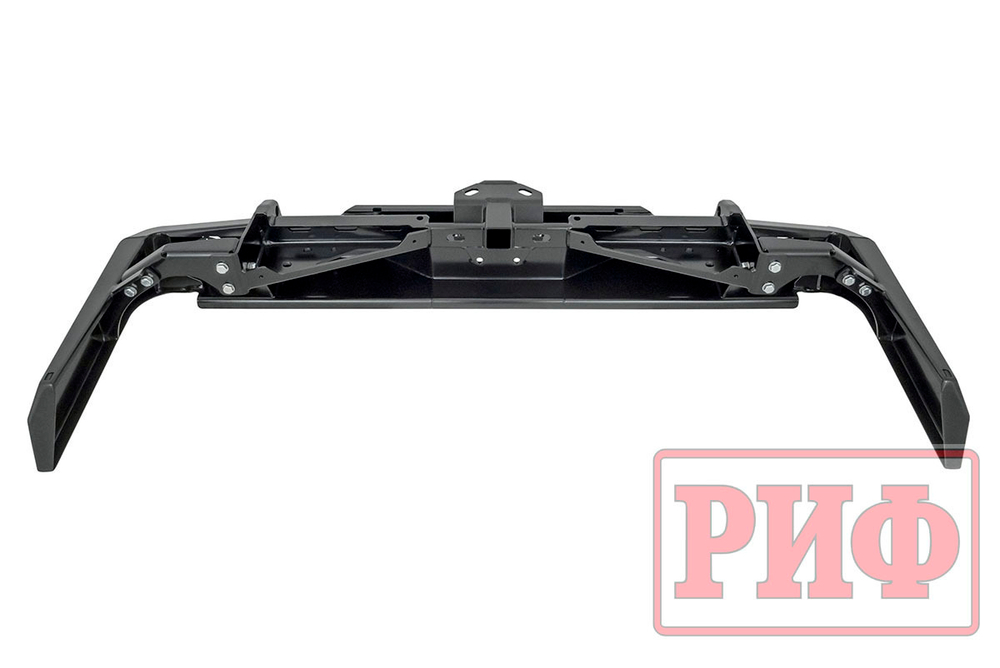 Бампер силовой задний Toyota Land Cruiser 76 2007+ с квадратом под фаркоп и фонарями РИФ