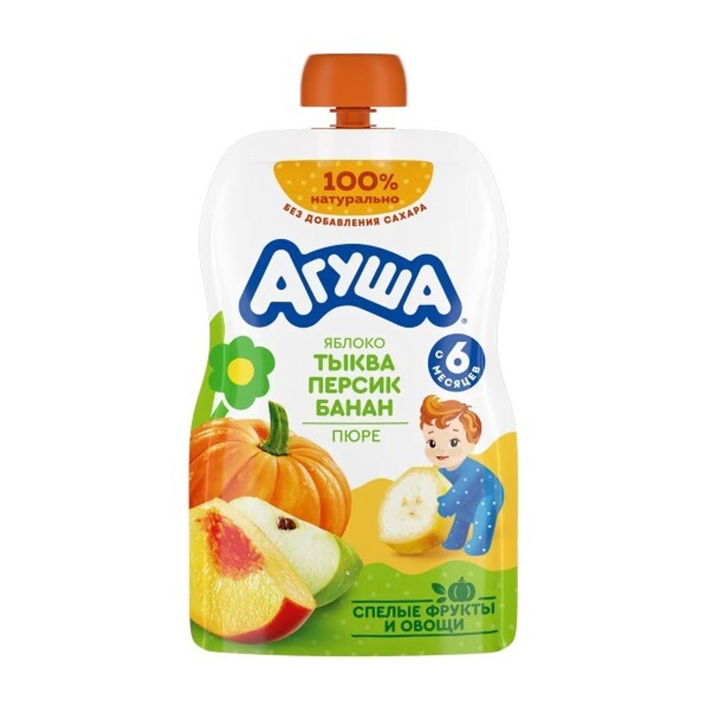 Пюре Агуша Яблоко-Тыква-Персик-Банан 90г