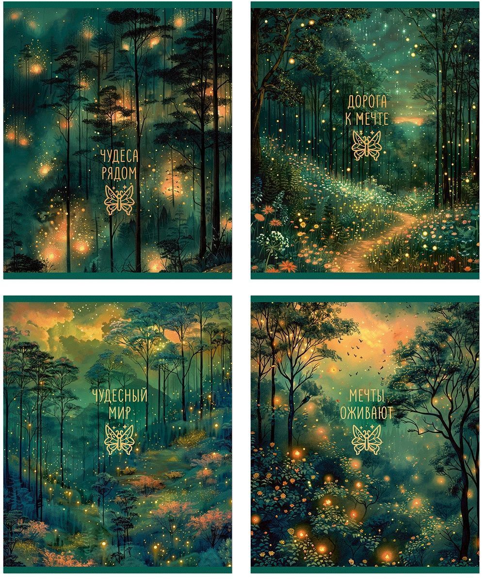 Тетрадь 48л, А5, клетка, Полином Magic forest, УФ-лак, ассорти,1шт.