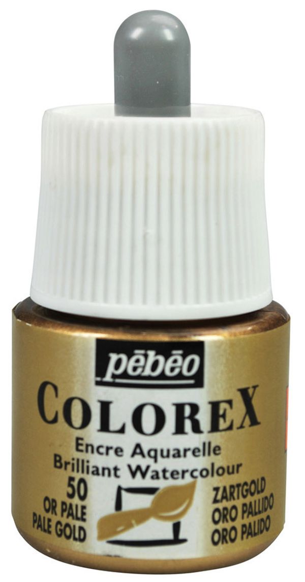 Краска акварель акварельные чернила металлик Colorex 45 мл, 342-050 под бледное золото, Pebeo