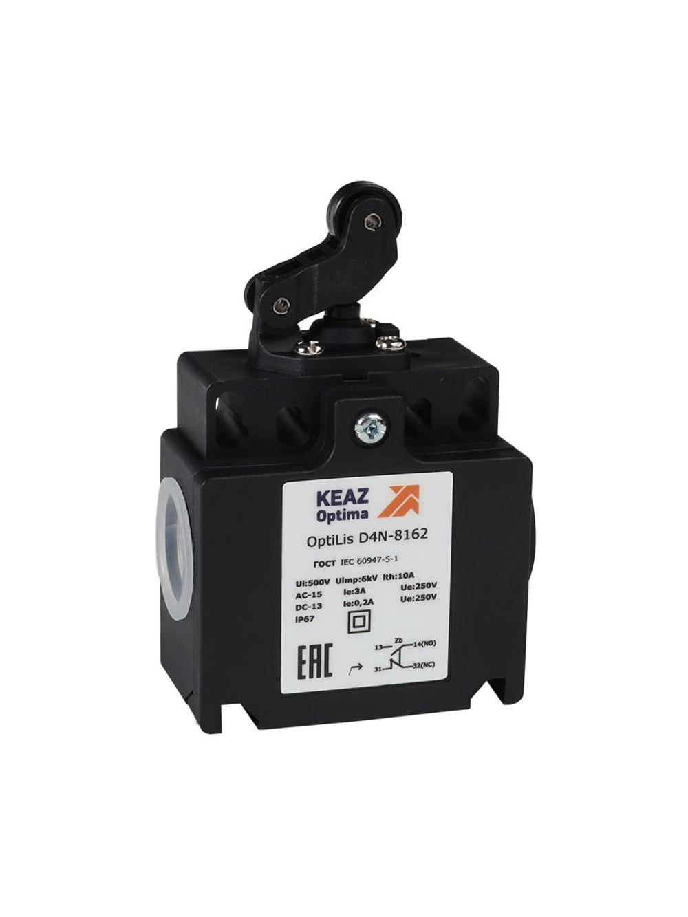 Выключатель концевой OptiLiS D4N-8162 рычаг роликовый горизонт. перемещение EN 50047 XCKT2121P16 КЭАЗ 365316