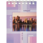 Блокнот Attache Colors of city А7 40 листов фиолетовый в клетку на спирали