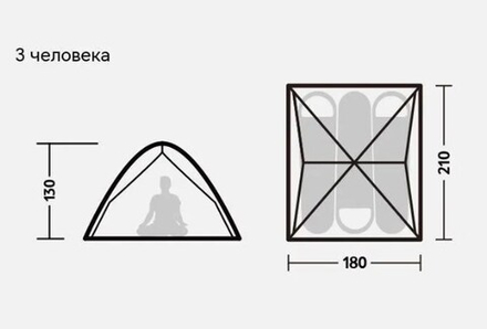 Палатка Naturehike 3-местная, быстросборная, серо-зеленая, артикул NH21ZP008-3GGR