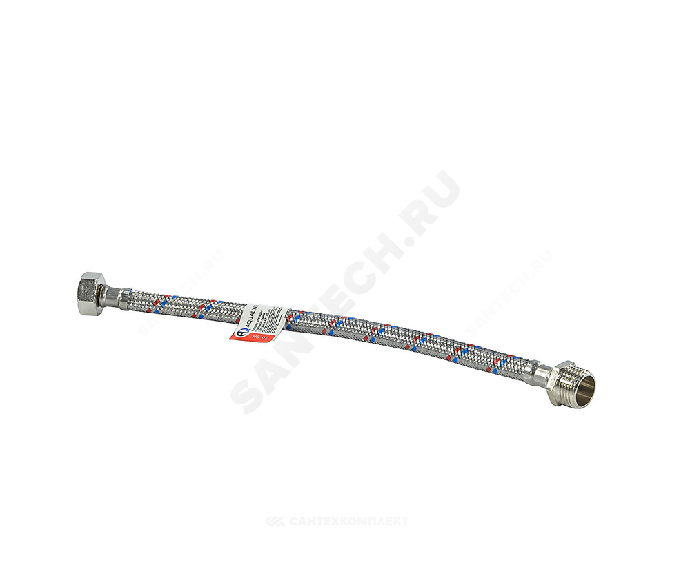 Подводка гибкая для воды нержавеющая оплетка 1/2" г-ш L=1м AQUALINE 01432