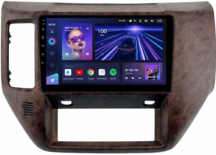 Магнитола для Nissan Patrol Y61 2004-2010 (рамка дерево) - Teyes CC3L монитор 9" IPS на Android 10, CarPlay, 4G SIM-слот