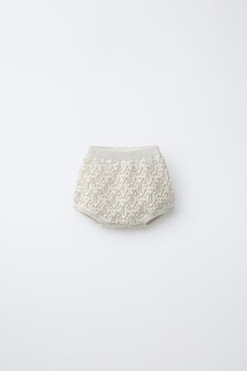 ZARA ВЯЗАНЫЕ ШОРТЫ С ЛЬНОМ, СВЕТЛО-БЕЖЕВЫЙ