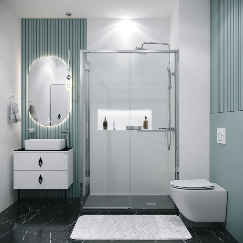 Душевое ограждение Grossman Style 100.K33.05.100.10.00-200.K33.05.100.10.00 (100х100х195) раздвижная,хром,стекло прозрачное,2 места