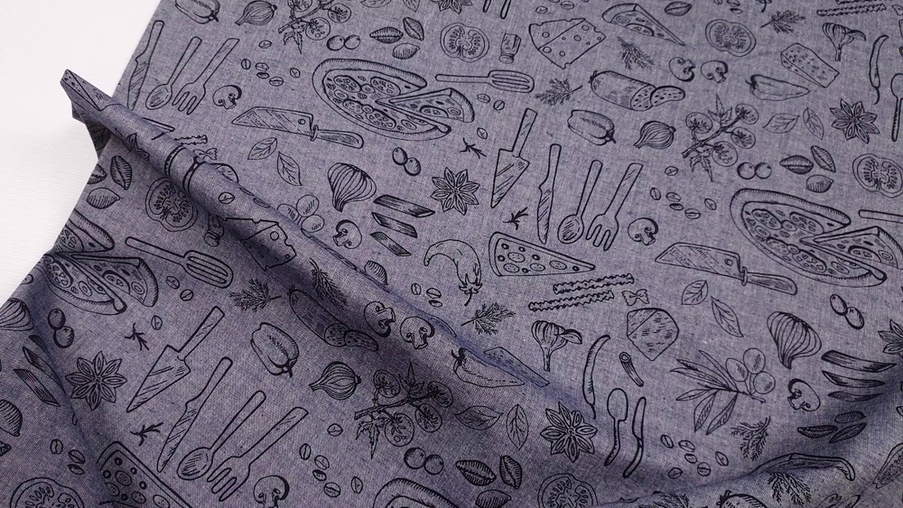 Ткань постельно-плательная Prival Пестроткань Кухня, лавандовый, 142г/м2, 1.5х5м