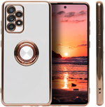 Стильный глянцевый чехол для SAMSUNG GALAXY A52 и A52s с кольцом-подставкой и бархатной подкладкой