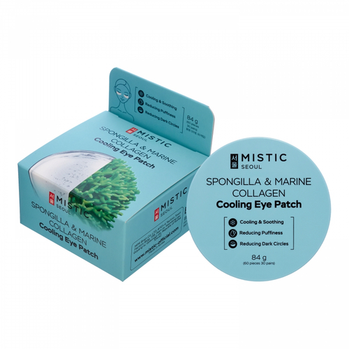 MISTIC Spongilla & Marine Collagen Cooling Eye Patch Охлаждающие патчи с морским коллагеном и кстрактом бадяги 84г 60шт х 30пар