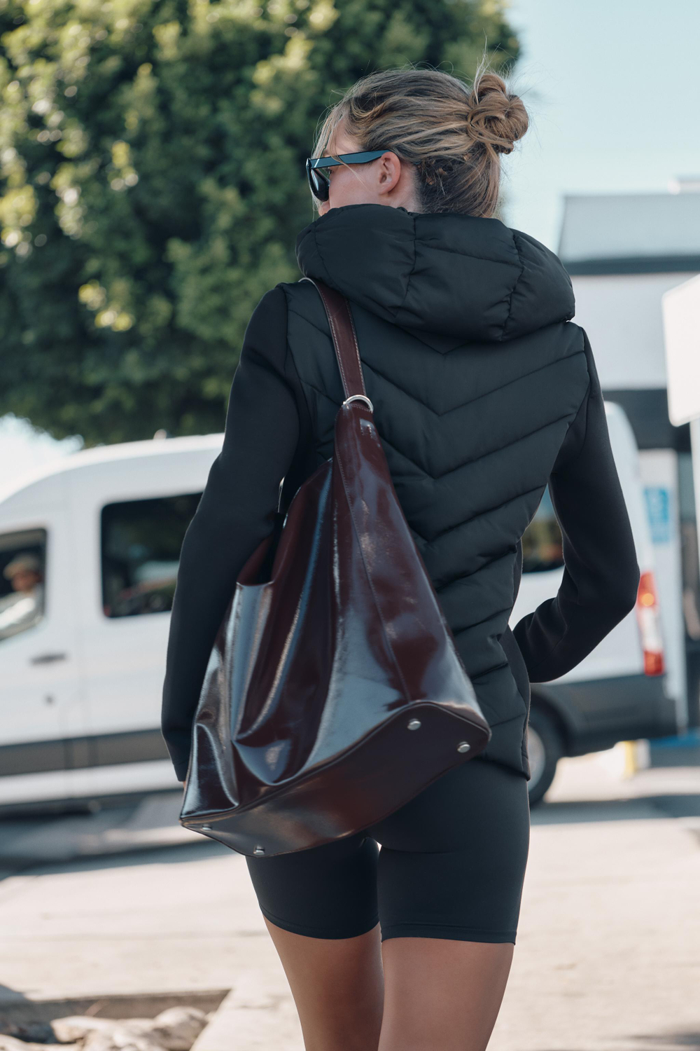 ZARA КОМБИНИРОВАННЫЙ ПУХОВИК С КАПЮШОНОМ, ЧЕРНЫЙ