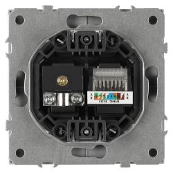 Розетка ЭРА Galaxy 15-3110-06 комбинированная RJ45+TV IP20 графит | Эра Galaxy