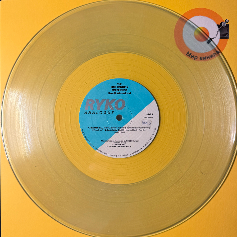 The Jimi Hendrix Experience ‎– Live At Winterland 2LP (США 1987г.) Clear
