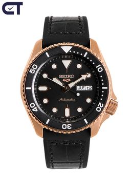 Seiko SRPD76K1 5 Sports SKX мужские наручные часы — автоматические часы в чёрно-розово-золотистой гамме
