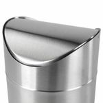 Урна настольная 1,2 литра для мусора с качающейся крышкой, d 12х16,5 см, нержавеющая сталь, LAIMA, 601618