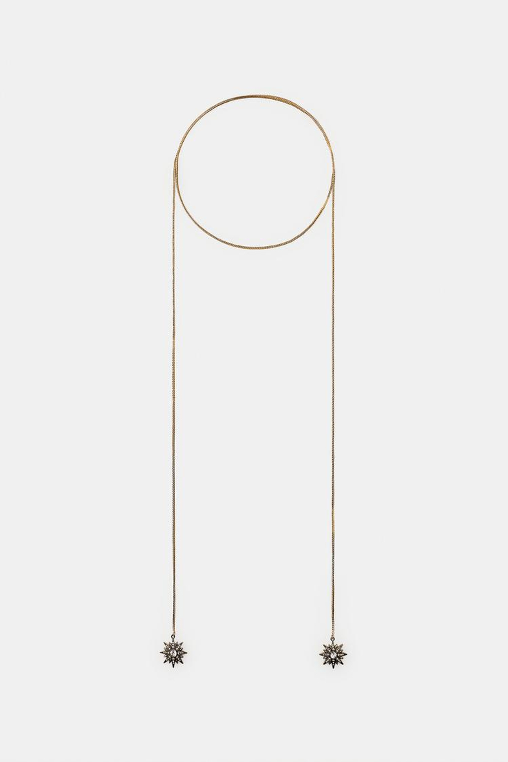 ZARA ДЛИННОЕ ОЖЕРЕЛЬЕ-ЦЕПОЧКА СО ЗВЕЗДАМИ, ЗОЛОТИСТЫЙ
