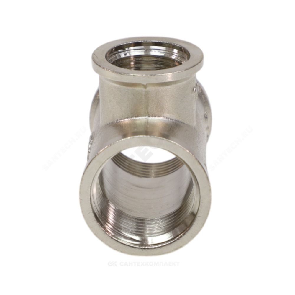 Тройник латунь никель переходной Ду 25х20х25 (1"х3/4"х1") ВР VALFEX VF.750.N.100.034.100