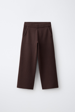 ZARA ТРИКОТАЖНЫЕ БРЮКИ WIDE-LEG, КОРИЧНЕВЫЙ