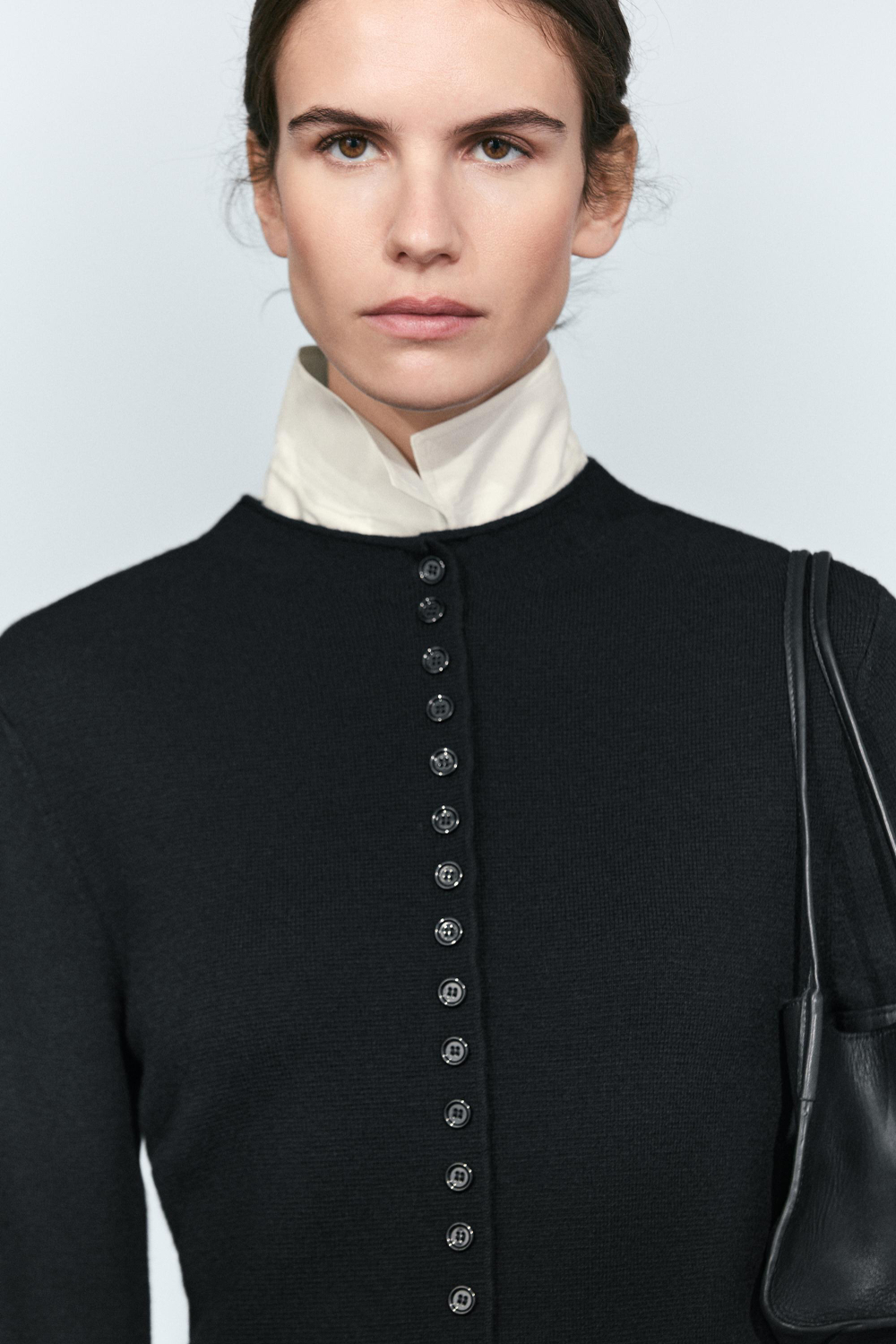 Massimo Dutti Кардиган из трикотажа с пуговицами, черный