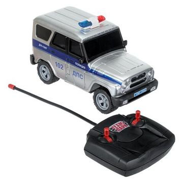 Машина р/у UAZ HUNTER ПОЛИЦИЯ 18 см, свет, серебр, кор. Технопарк