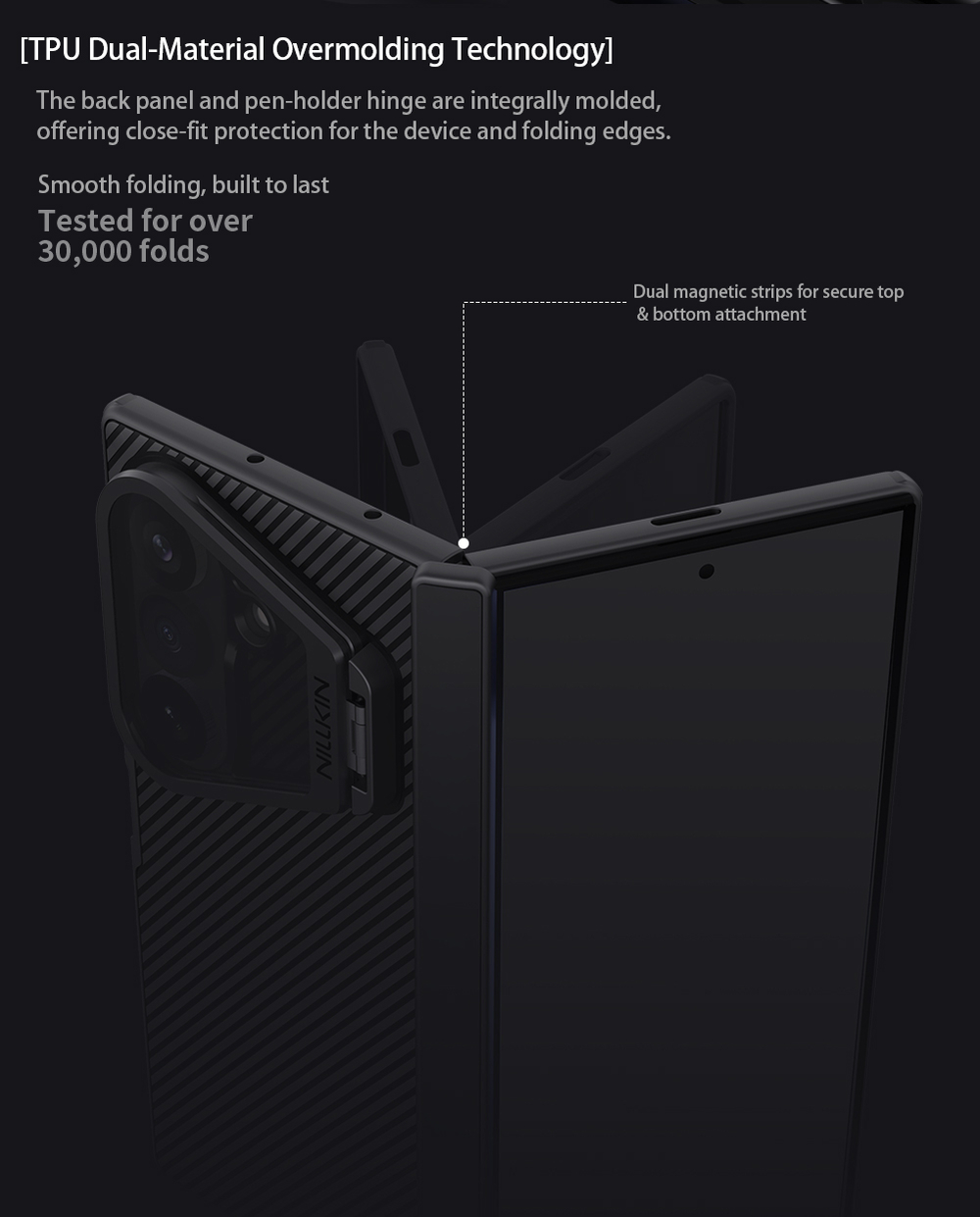 Чехол черный с MagSafe для смартфона Samsung Galaxy Z Fold 8 Ultra, серия CamShield Prop Magnetic (версия с прозрачной крышкой объектива) от Nillkin