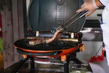 Портативный газовый гриль O-GRILL 500MT bicolor black-blue + адаптер А, 1 горелка