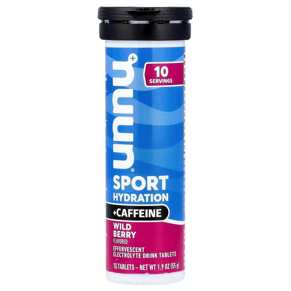 Nuun, Sport Hydration + кофеин, шипучий электролитный напиток, со вкусом лесных ягод, 10 таблеток