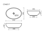 Умывальник чаша накладная овальная (цвет Белый Матовый) Элемент (Element) 520x395x130мм
