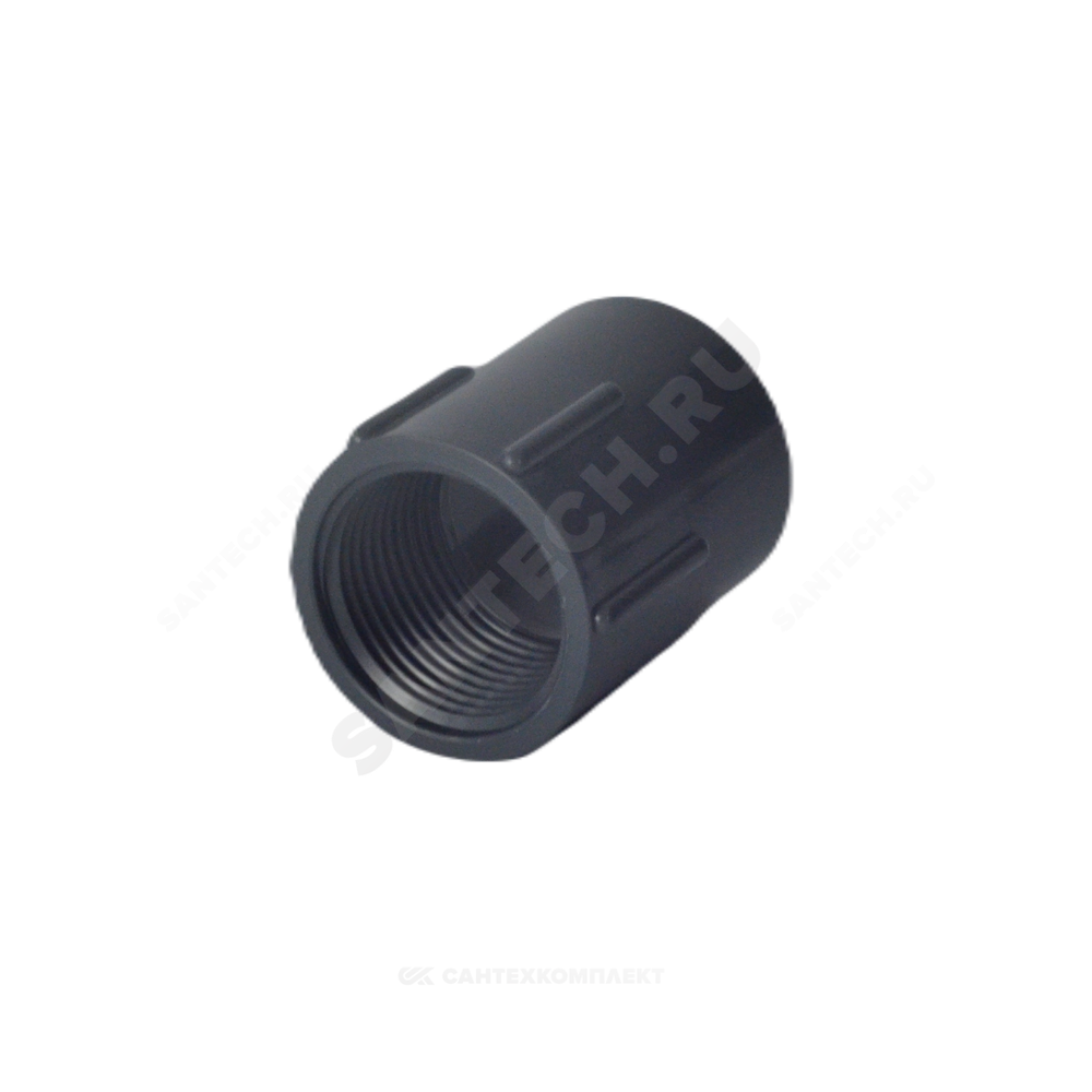 Муфта НПВХ Дн 20х1/2" Ру16 серая напорная ВР под клеевое соединение Aquaviva FTH020A