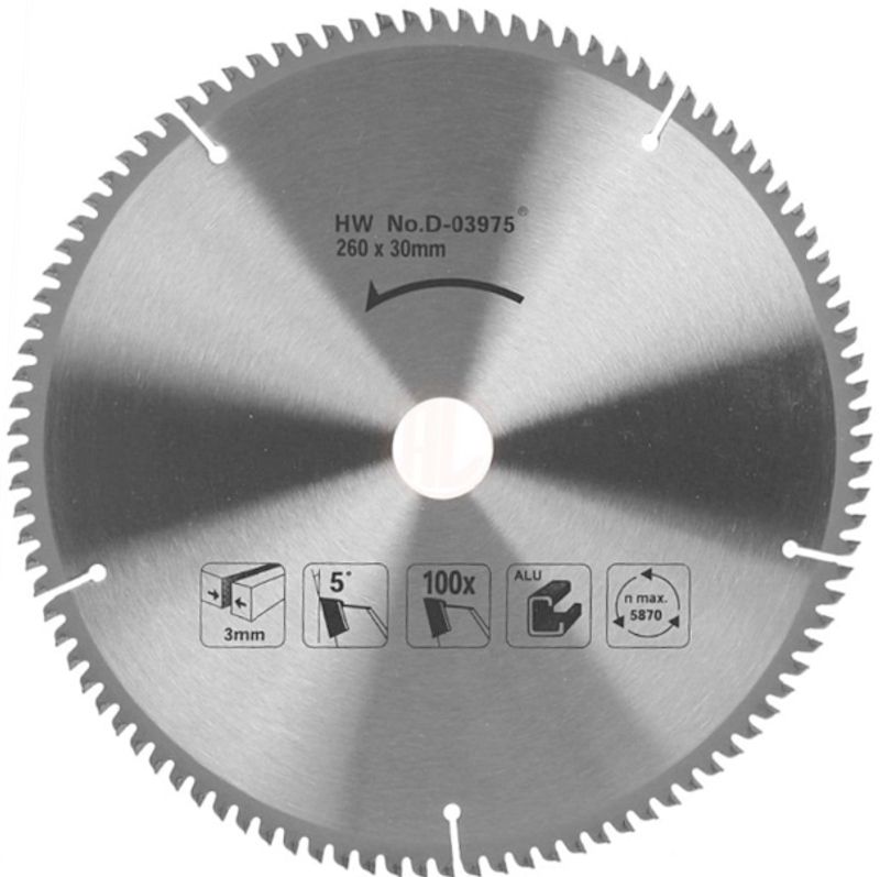 Пильный диск Makita D-03975 260×30 мм, 100T, алюминий / пластик / ламинат