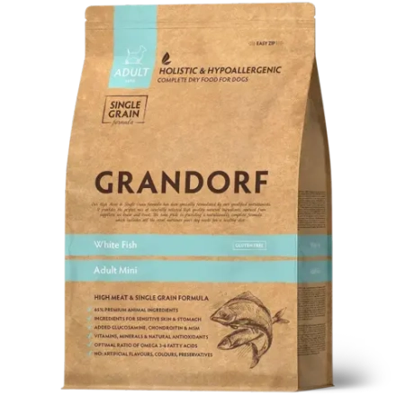 Grandorf 3кг Holistic&Hypoallergenic White Fish Mini для собак малых пород, гипоаллергенный, белая рыба