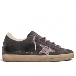 Women's Winter Golden Goose Super-Star in Grey Suede with Pink Star
