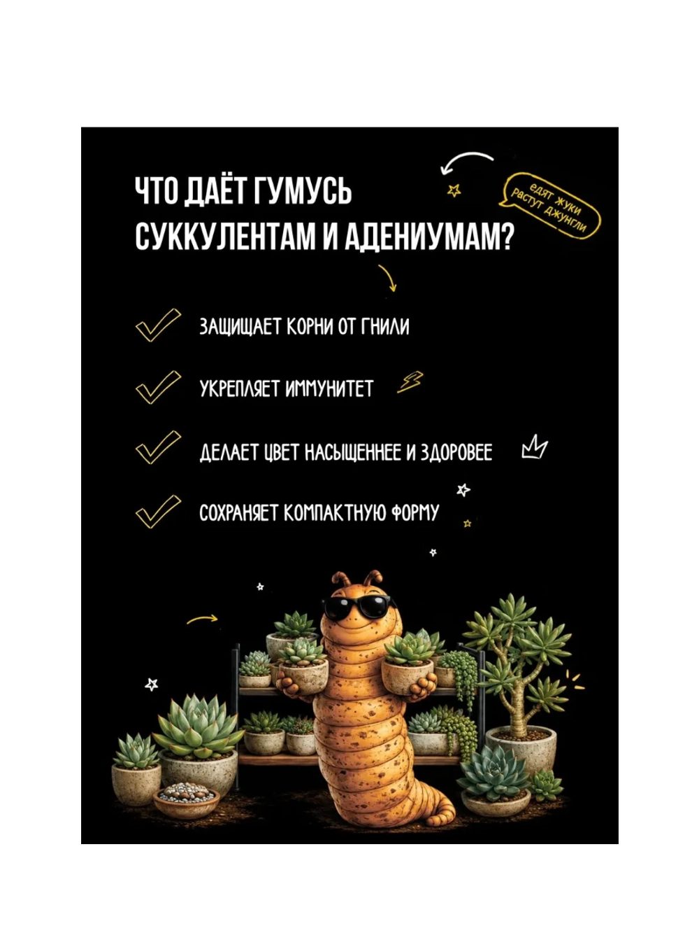 Удобрение для суккулентов и адениумов, зоогумус