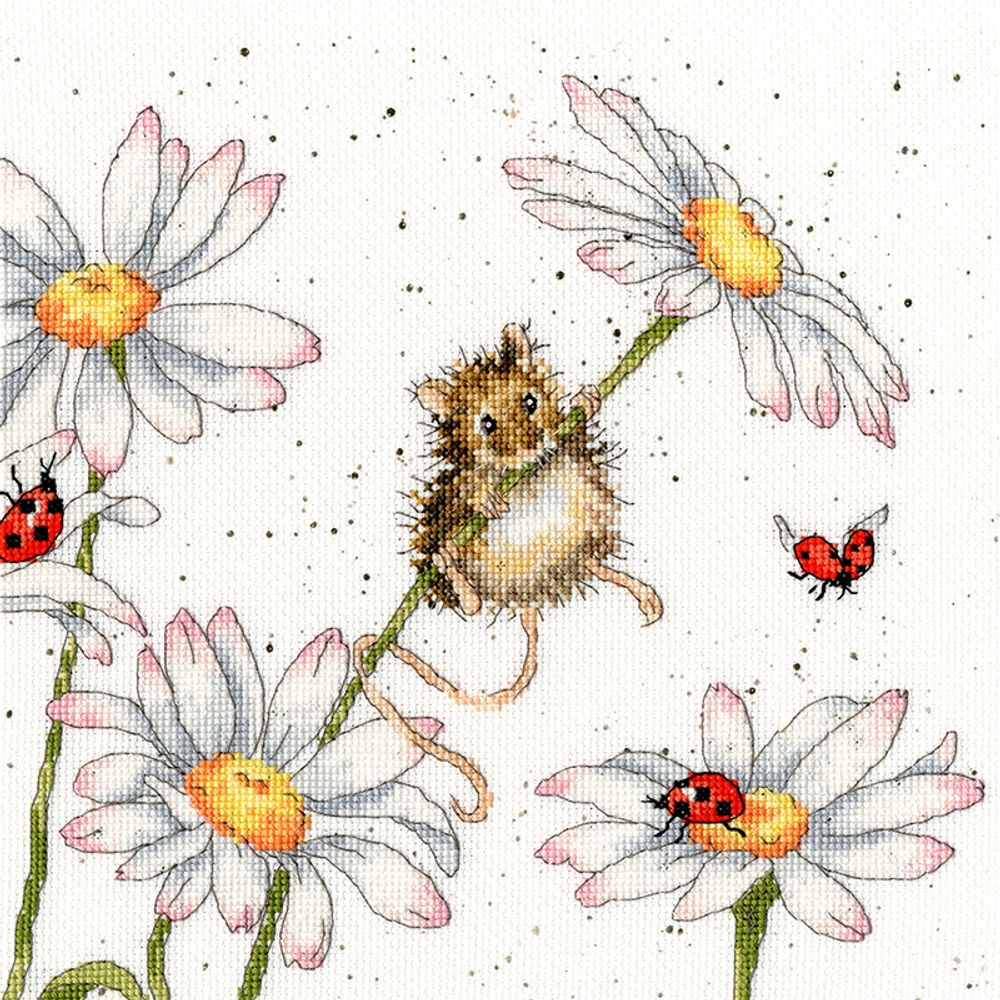 Набор для вышивания нитками Bothy Threads, Daisy Mouse (Ромашковая мышка), 26х26 см