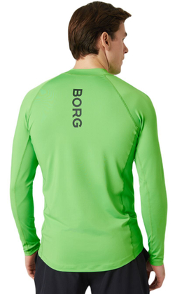 Мужская теннисная футболка теннисная Björn Borg Mock Neck Long Sleeve - зеленый