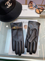 Женские перчатки Celine с ремешком и золотистой пряжкой — фото 2
