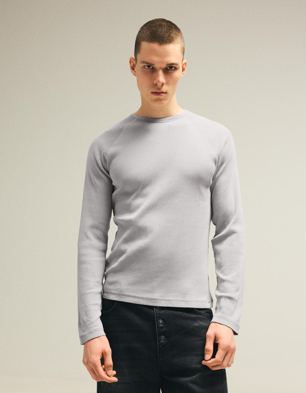 Мужской лонгслив slim fit - BERSHKA