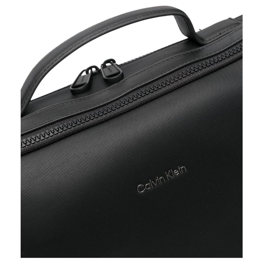 CALVIN KLEIN Polyester+Polyurethane Backpack Laptop Bag Men"s Obsidian Black