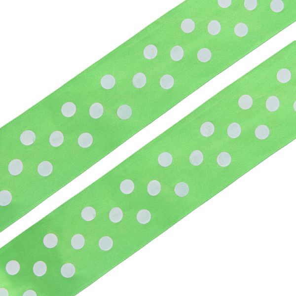 Лента атласная в горошек 45.0 мм / 3 метра, зеленый, Globus