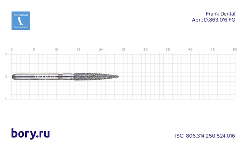 Бор алмазный стандартный Frank Dental типа FG - D.863.016.FG