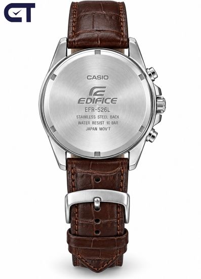 CASIO EFR-526L-7B EDIFICE мужские наручные часы — светлый циферблат, кожаный ремешок и хронограф с WR100