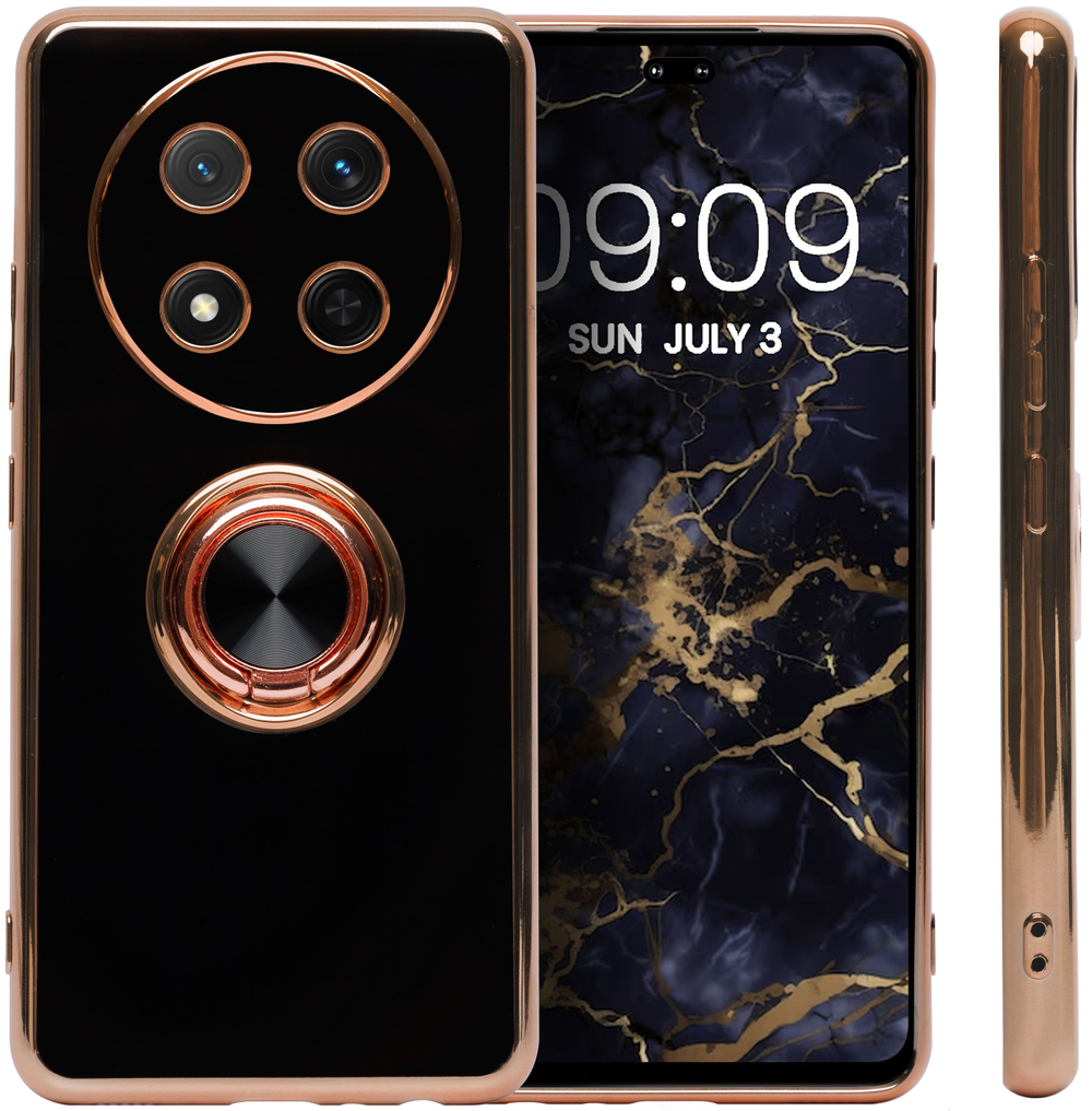 Стильный глянцевый чехол для HONOR X9C / X60 PRO с кольцом-подставкой и бархатной подкладкой