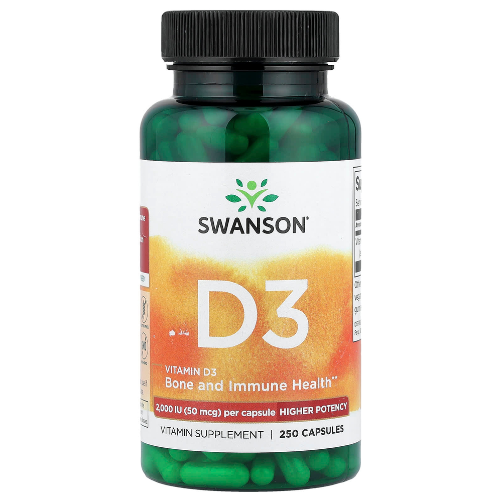 Swanson Vitamins, Витамин D3, 2000 МЕ, 250 капсул