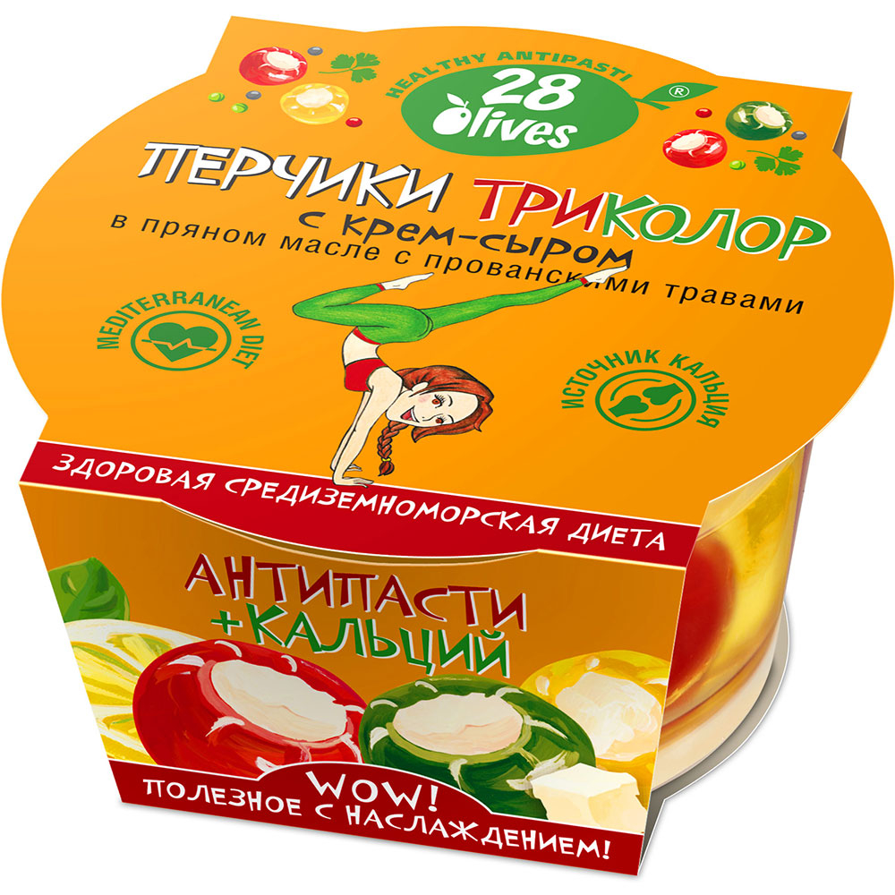 Перчики Триколор с крем-сыром в пряном масле с прованскими травами, 200 г