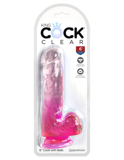 King Cock Clear 6 - Фаллоимитатор на присоске, розовый