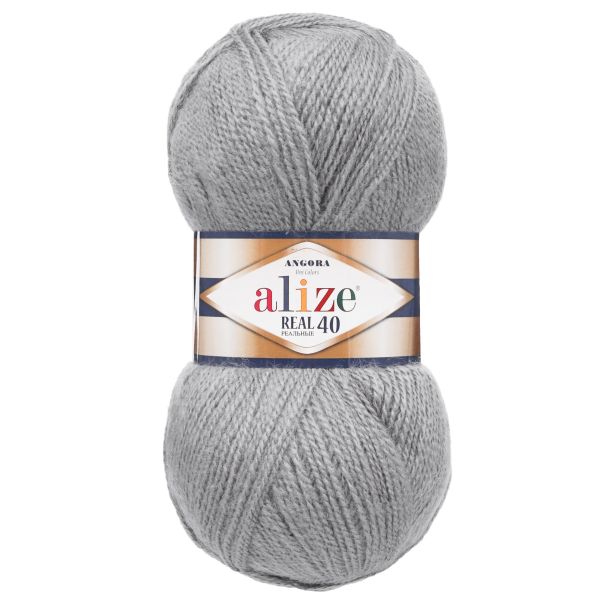 Пряжа Alize (Ализе) Angora Real 40 / уп.5 мот. по 100 г, 430м, 087 средне-серый A